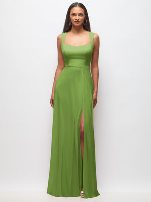 Sweetheart maxi dress with wide straps, green, sweetheart neckline